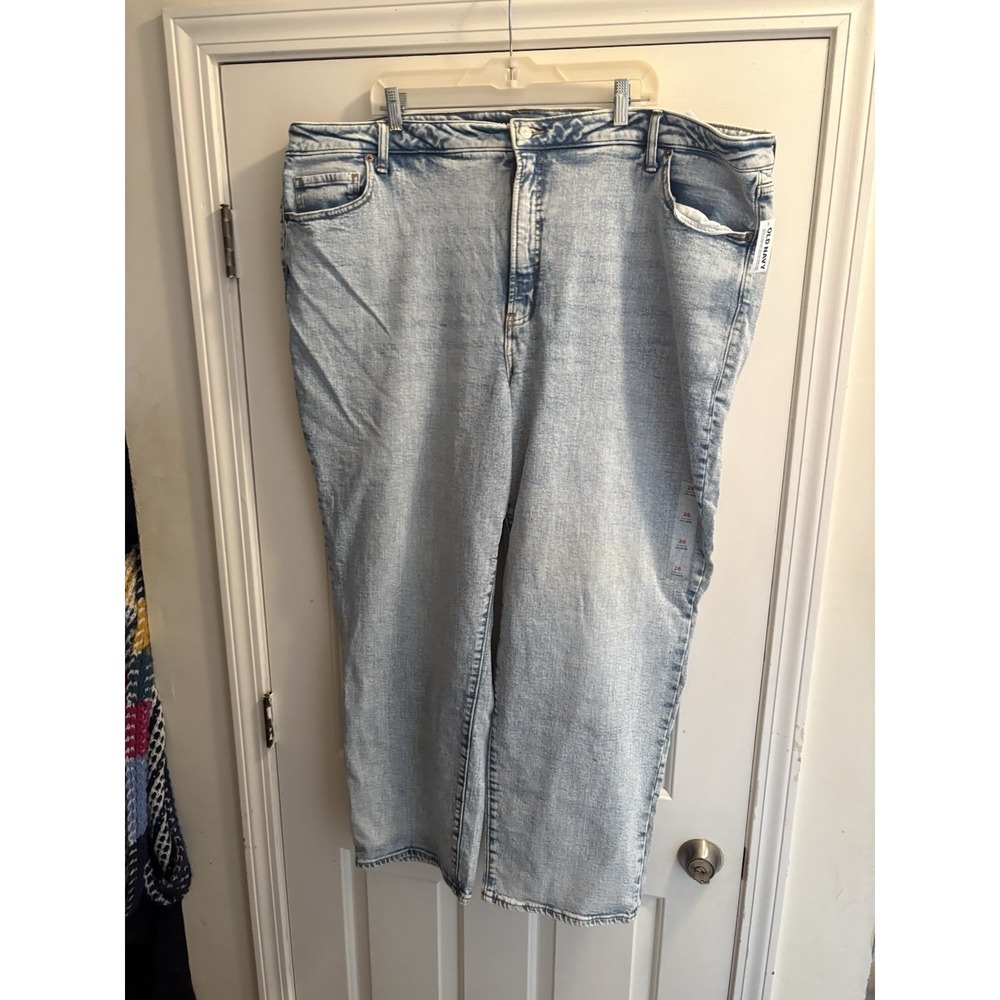Old Navy Jeans OG Loose High Rise Mom Light Wash Plus Size 26W Straight Boho New